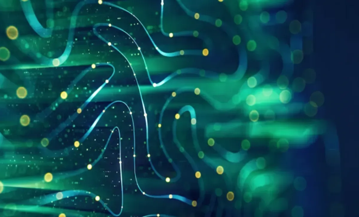 Réseau de données numériques représentant infrastructure IT gérée par un prestataire informatique